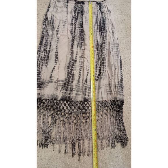 Chico's Skirt Womens Plus Size 1 Grey Tie Dyed Long Maxi Flowy with Fringe Hem - Picture 4 of 8